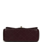 Mini Classic Rectangular Flap Bag Burgundy Shiny Lambskin Light Gold Hardware