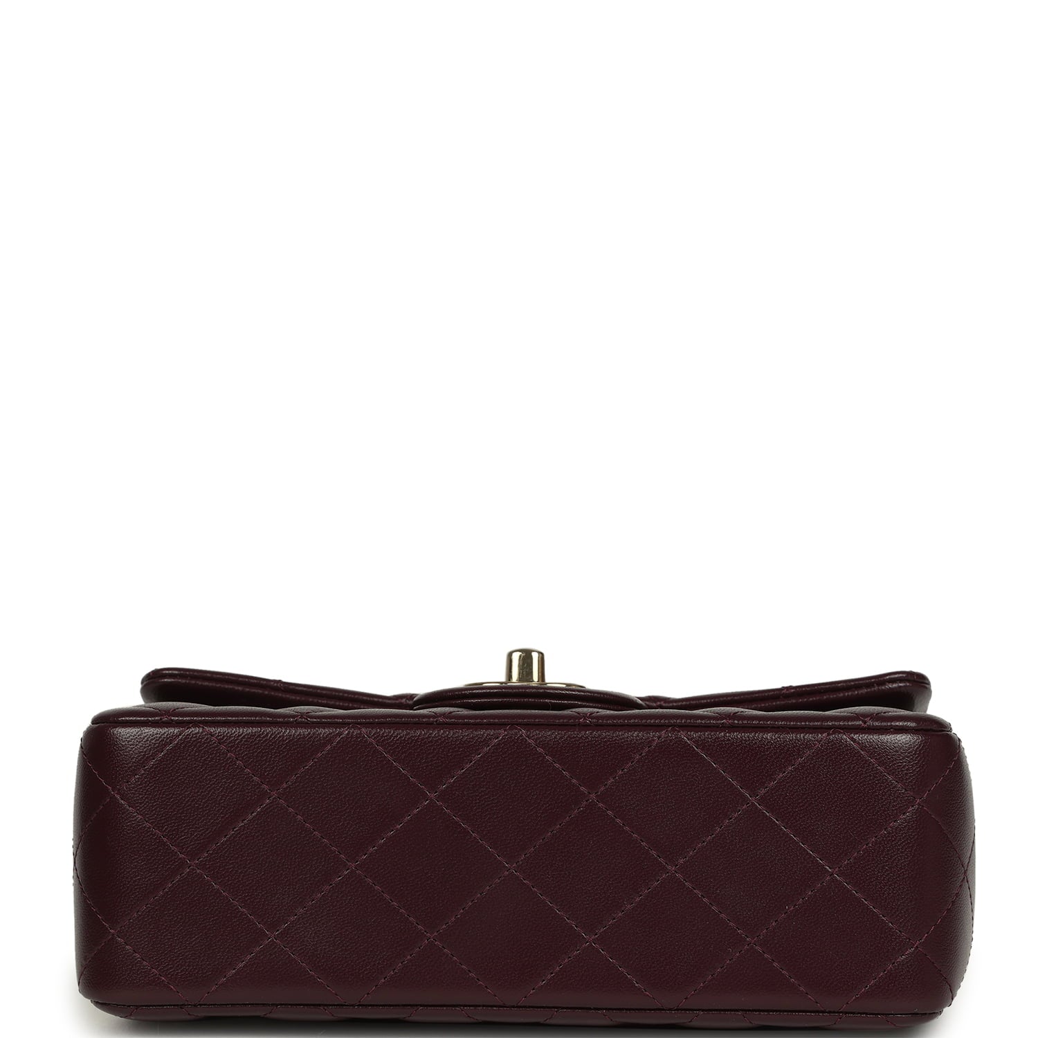 Mini Classic Rectangular Flap Bag Burgundy Shiny Lambskin Light Gold Hardware
