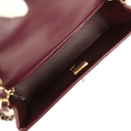 Mini Classic Rectangular Flap Bag Burgundy Shiny Lambskin Light Gold Hardware