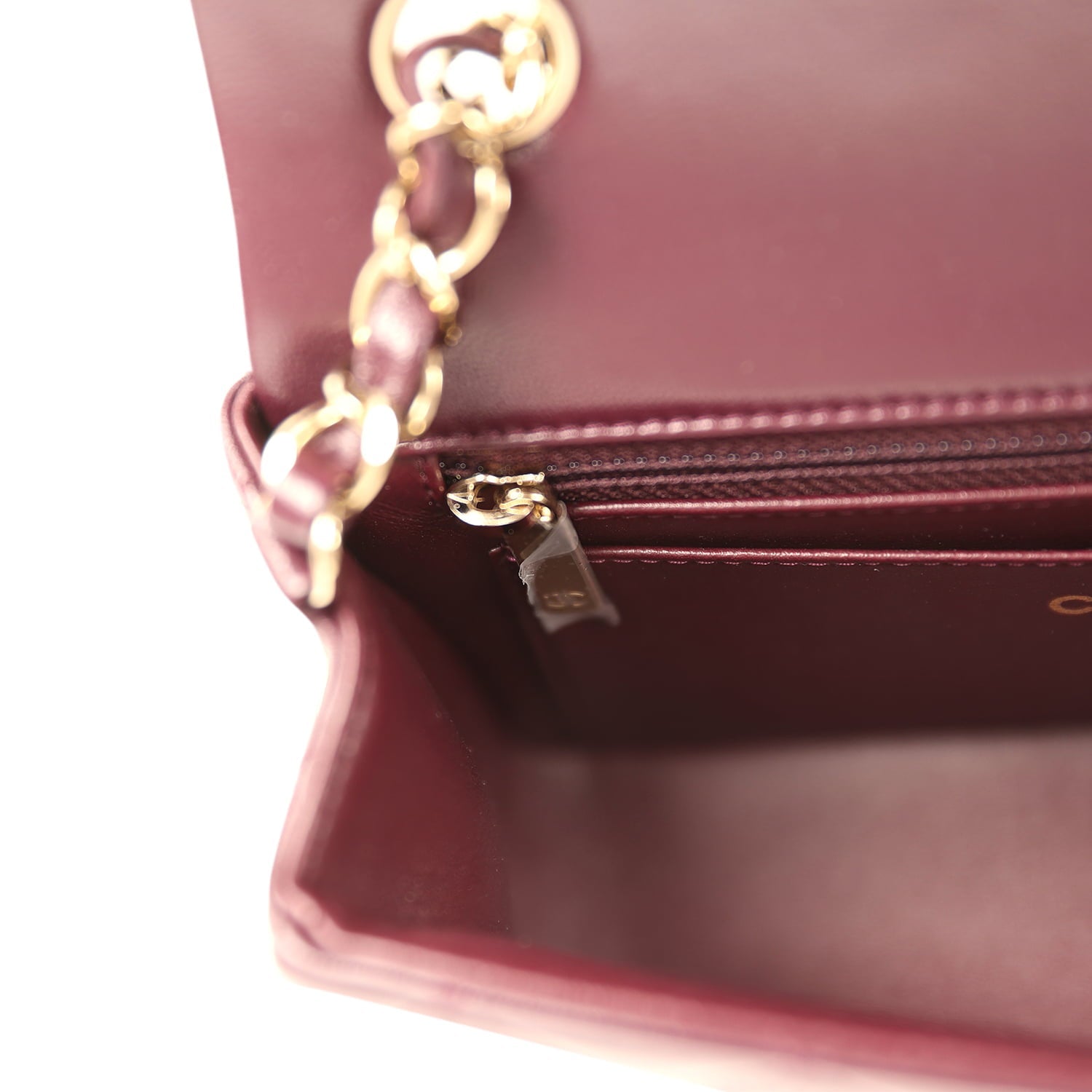 Mini Classic Rectangular Flap Bag Burgundy Shiny Lambskin Light Gold Hardware