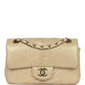 Pre-owned Mini Rectangular Flap Bag Iridescent Gold Python Gold Hardware