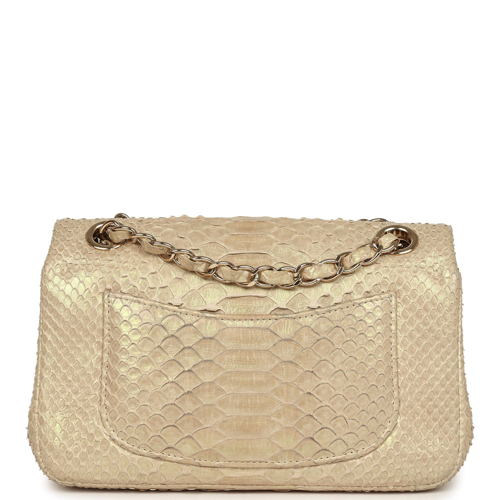 Mini Rectangular Flap Bag Iridescent Gold Python Gold Hardware