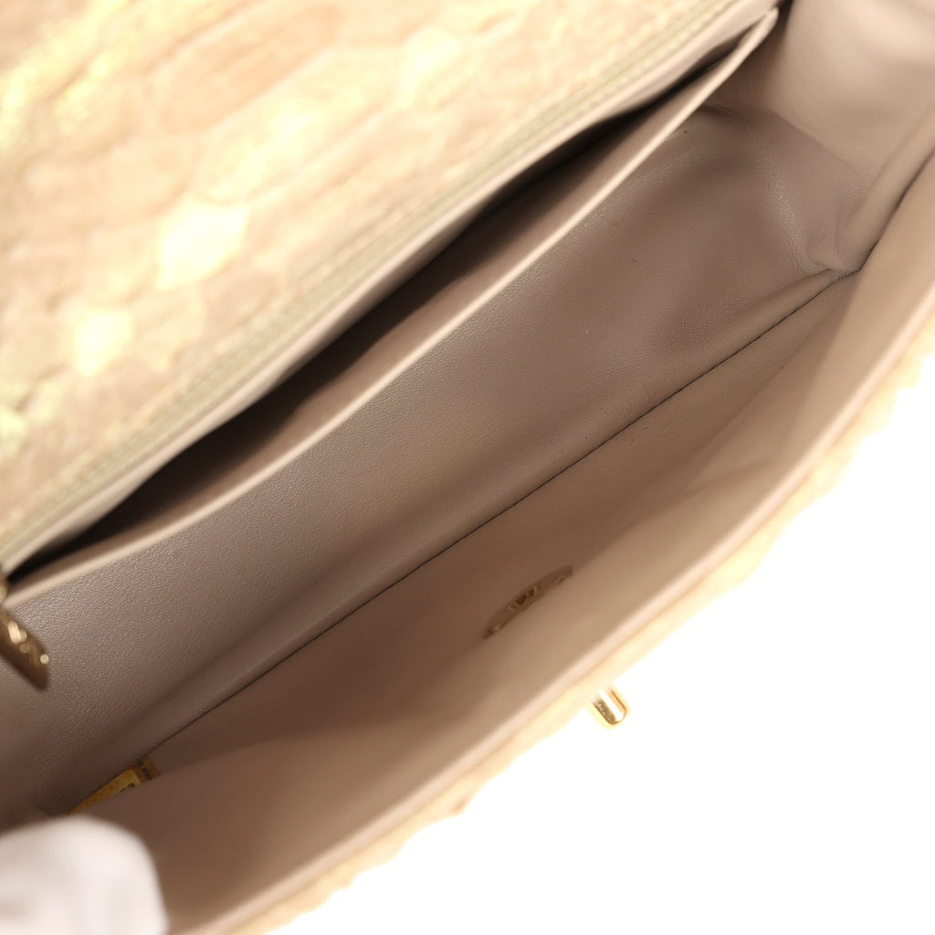 Mini Rectangular Flap Bag Iridescent Gold Python Gold Hardware