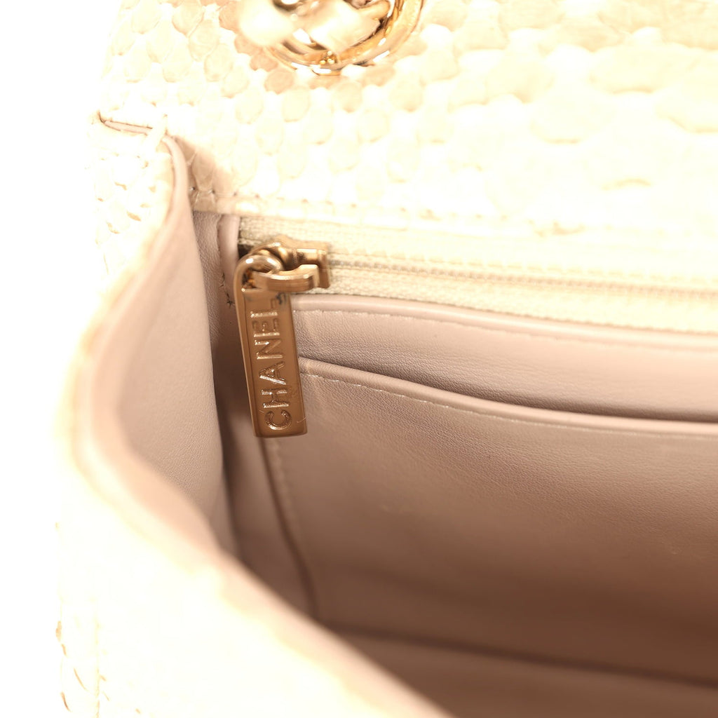 Pre-owned Mini Rectangular Flap Bag Iridescent Gold Python Gold Hardware