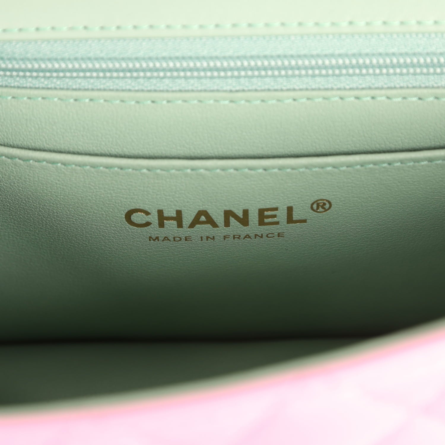 Mini Rectangular Flap Bag with Top Handle Pink and Green Lambskin Light Gold Hardware