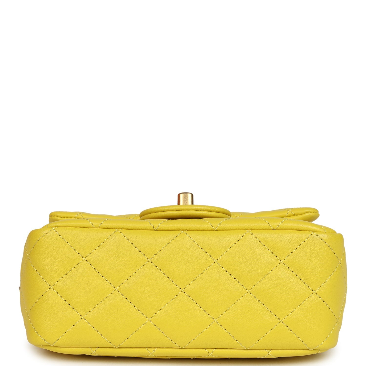 Chanel Mini Pearl Crush Square Flap Bag Yellow Lambskin Brushed Gold Hardware