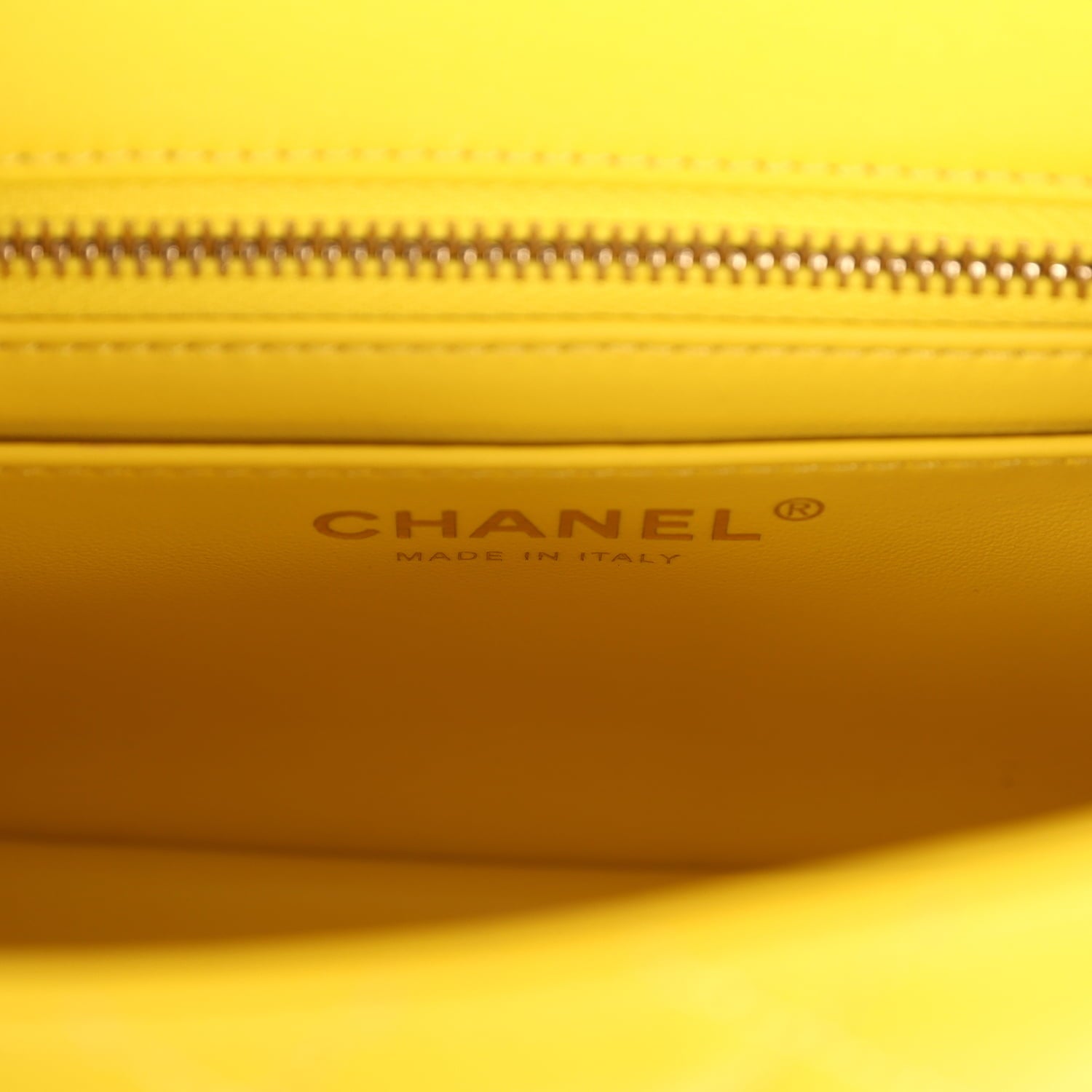Mini Pearl Crush Square Flap Bag Yellow Lambskin Brushed Gold Hardware