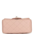 Mini Classic Square Flap Bag Pink Lambskin Light Gold Hardware