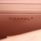 Mini Classic Square Flap Bag Pink Lambskin Light Gold Hardware
