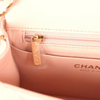 Mini Classic Square Flap Bag Pink Lambskin Light Gold Hardware