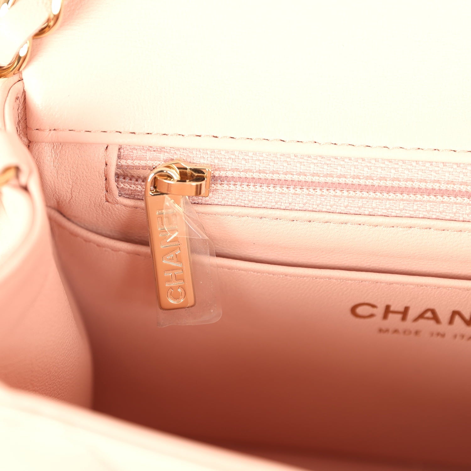 Mini Classic Square Flap Bag Pink Lambskin Light Gold Hardware