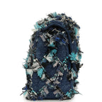Mini Classic Rectangular Flap Bag Ribbon Tweed Blue Denim Silver Hardware