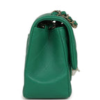 Mini Classic Rectangular Flap Bag Green Lambskin Light Gold Hardware