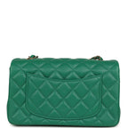 Mini Classic Rectangular Flap Bag Green Lambskin Light Gold Hardware