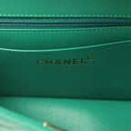 Mini Classic Rectangular Flap Bag Green Lambskin Light Gold Hardware