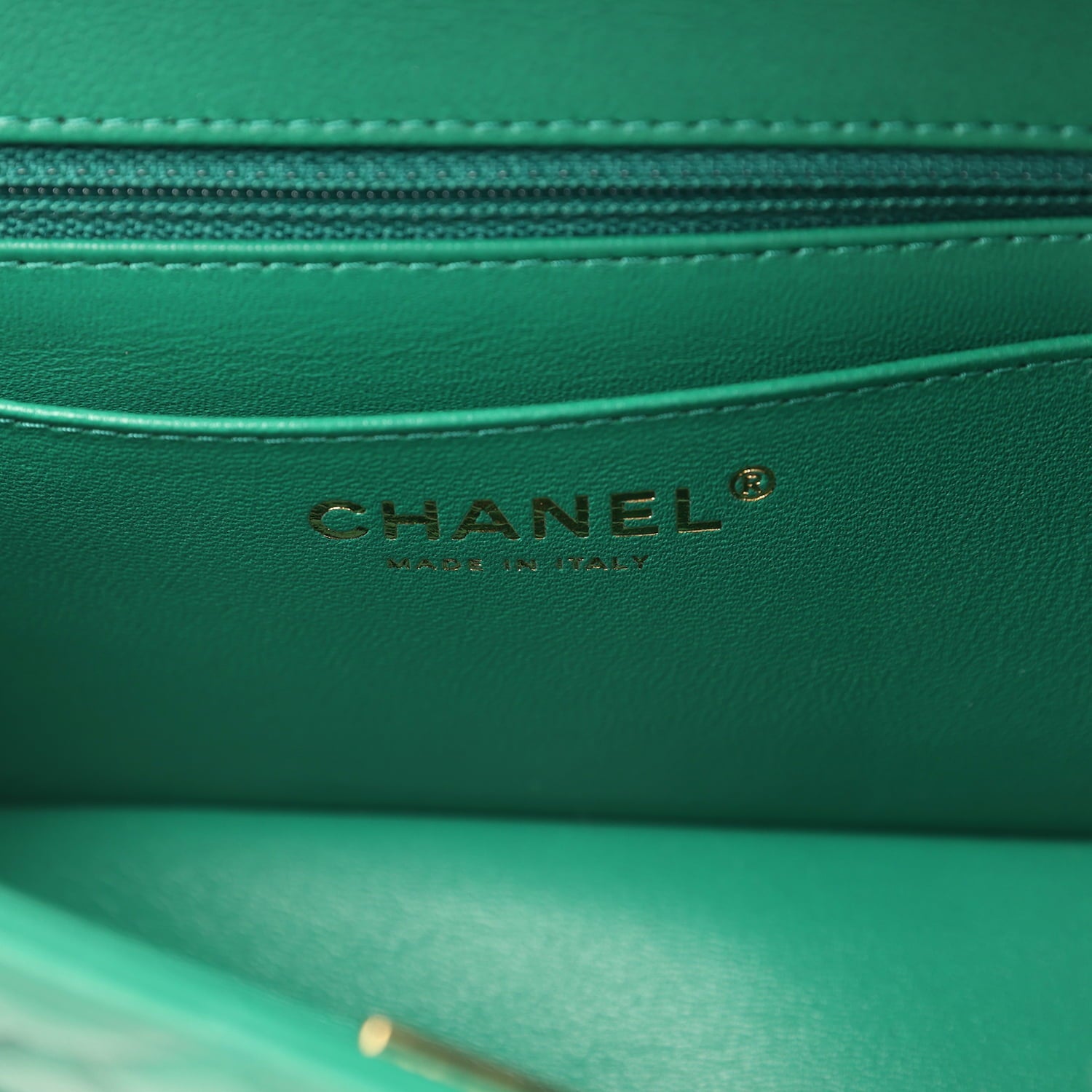 Mini Classic Rectangular Flap Bag Green Lambskin Light Gold Hardware