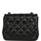 Mini Classic Square Flap Bag Black Lambskin Light Gold Hardware