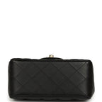 Mini Classic Square Flap Bag Black Lambskin Light Gold Hardware