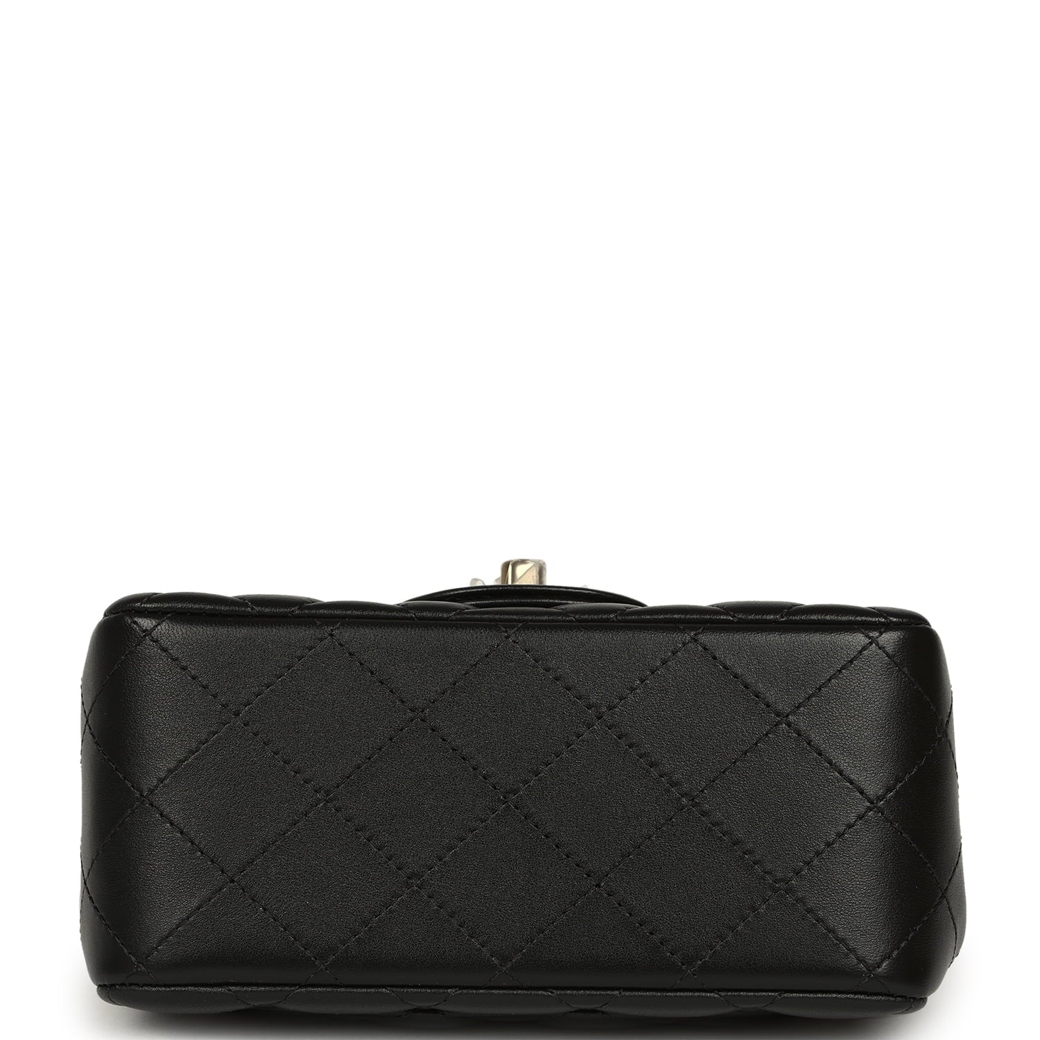 Mini Classic Square Flap Bag Black Lambskin Light Gold Hardware