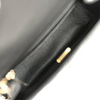 Mini Classic Square Flap Bag Black Lambskin Light Gold Hardware