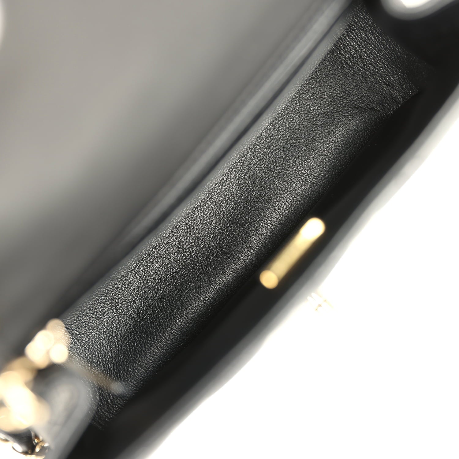 Mini Classic Square Flap Bag Black Lambskin Light Gold Hardware