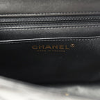 Mini Classic Square Flap Bag Black Lambskin Light Gold Hardware