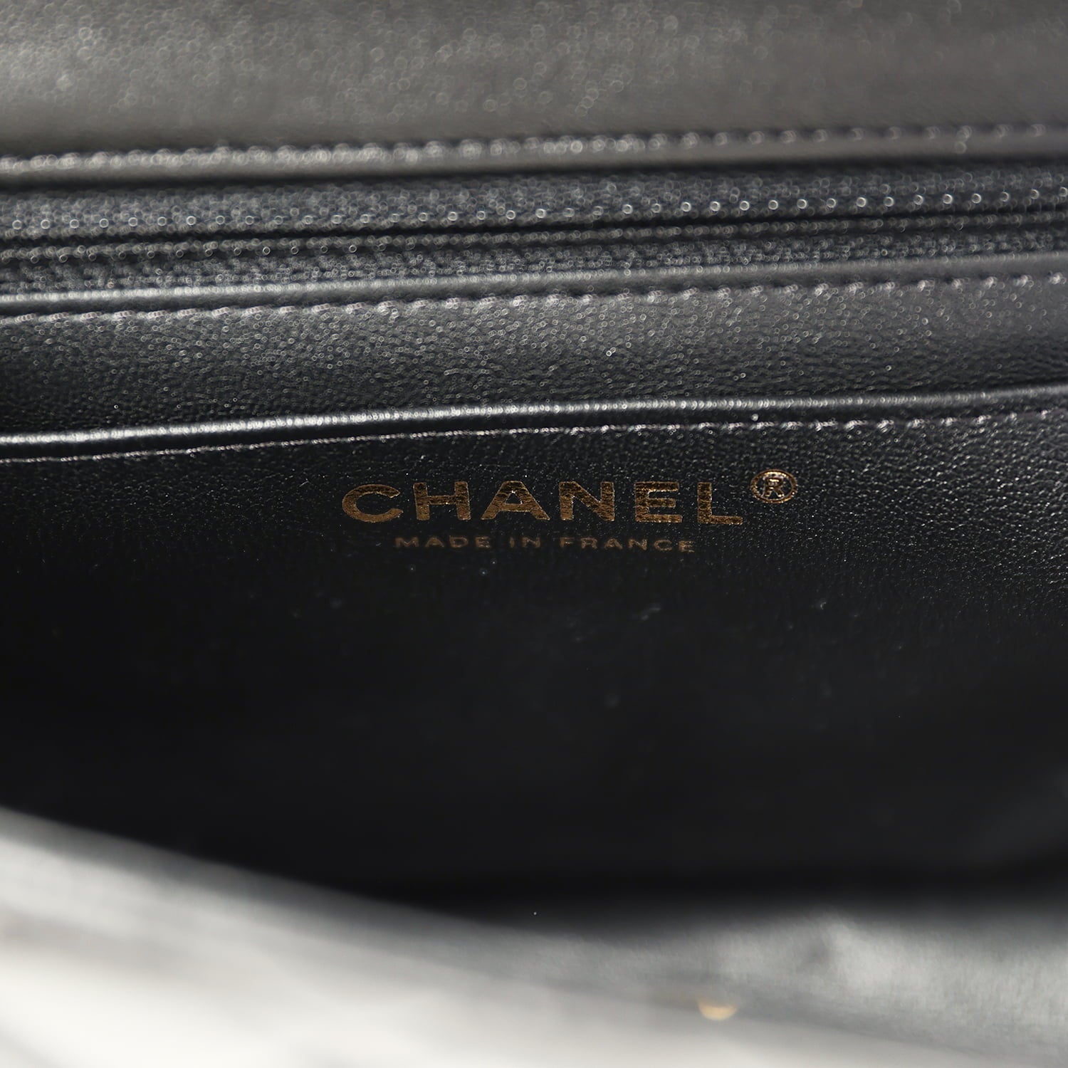 Mini Classic Square Flap Bag Black Lambskin Light Gold Hardware