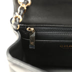 Mini Classic Square Flap Bag Black Lambskin Light Gold Hardware