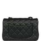Mini Classic Rectangular Flap Bag So Black Iridescent Lambskin Black Hardware