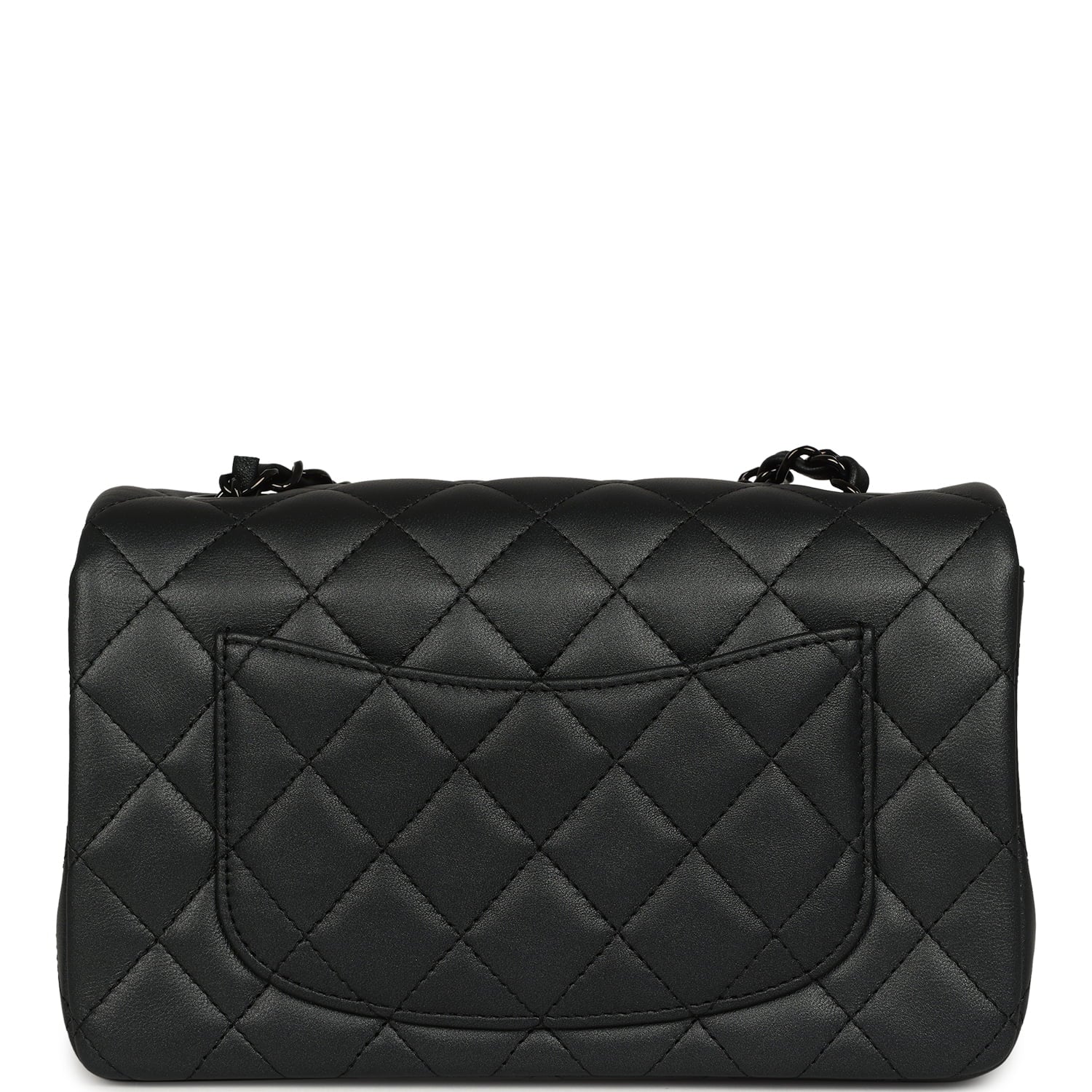 Mini Classic Rectangular Flap Bag So Black Iridescent Lambskin Black Hardware