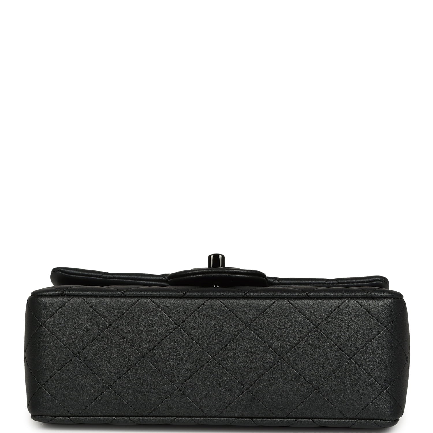 Mini Classic Rectangular Flap Bag So Black Iridescent Lambskin Black Hardware