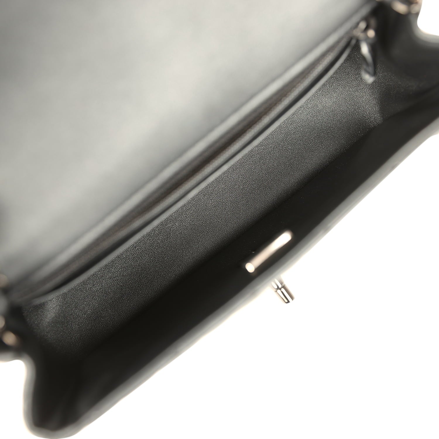 Mini Classic Rectangular Flap Bag So Black Iridescent Lambskin Black Hardware