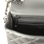 Mini Classic Rectangular Flap Bag So Black Iridescent Lambskin Black Hardware