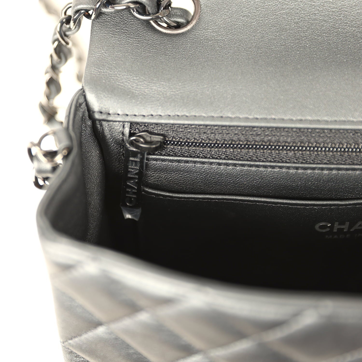 Mini Classic Rectangular Flap Bag So Black Iridescent Lambskin Black Hardware