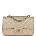 Mini Classic Rectangular Flap Bag Gold Grained Lambskin Caviar Light Gold Hardware