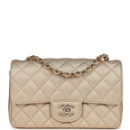 Mini Classic Rectangular Flap Bag Gold Grained Lambskin Caviar Light Gold Hardware