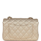 Mini Classic Rectangular Flap Bag Gold Grained Lambskin Caviar Light Gold Hardware