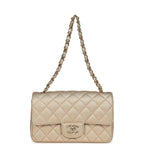 Mini Classic Rectangular Flap Bag Gold Grained Lambskin Caviar Light Gold Hardware