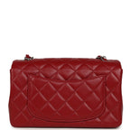 Mini Classic Rectangular Flap Bag Red Lambskin Silver Hardware