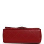 Mini Classic Rectangular Flap Bag Red Lambskin Silver Hardware