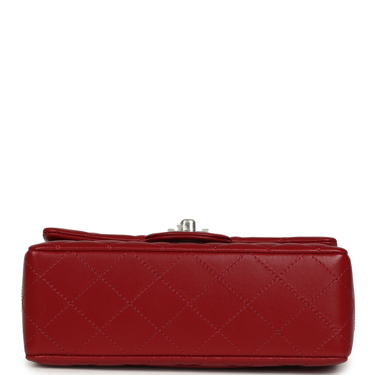 Mini Classic Rectangular Flap Bag Red Lambskin Silver Hardware