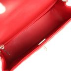 Mini Classic Rectangular Flap Bag Red Lambskin Silver Hardware