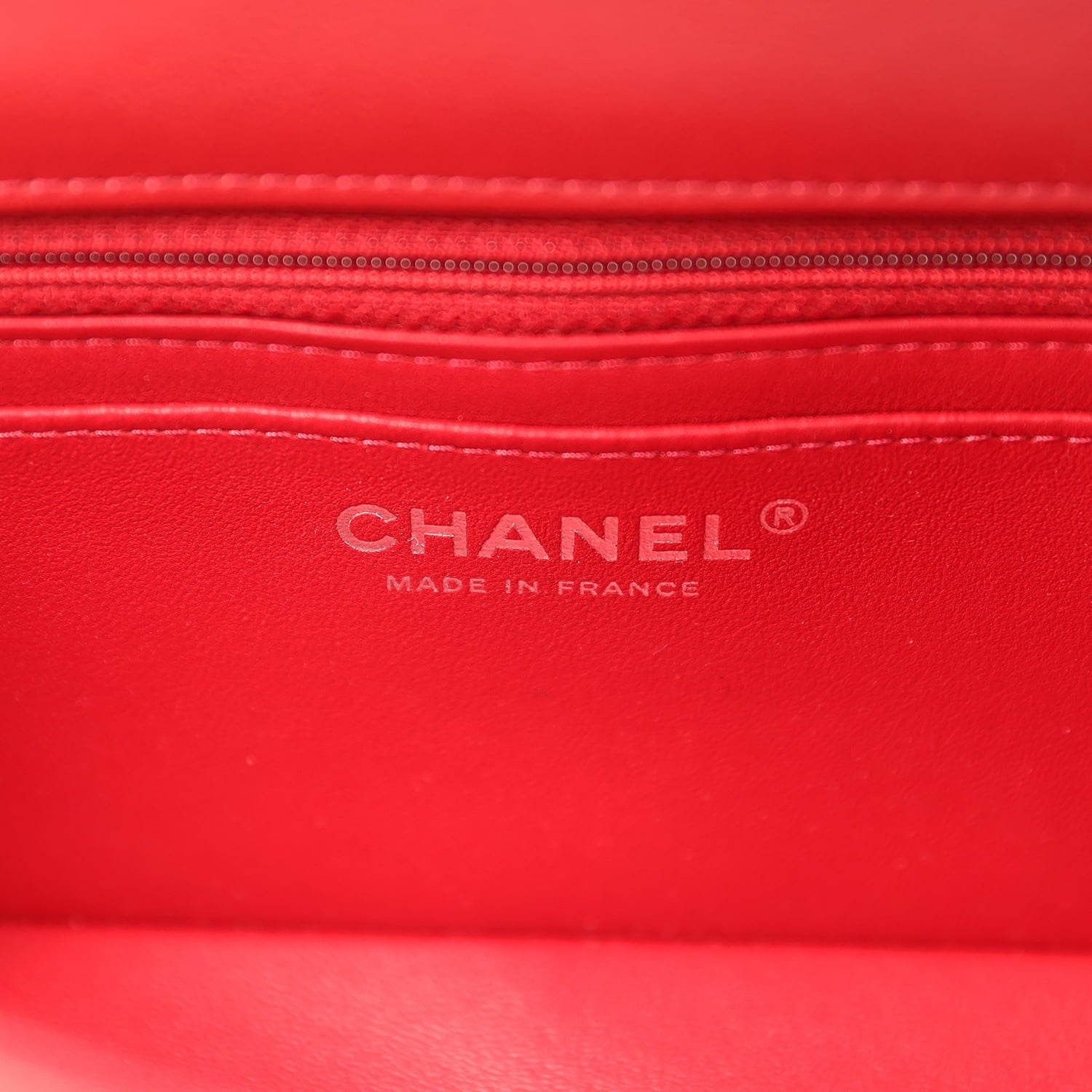 Mini Classic Rectangular Flap Bag Red Lambskin Silver Hardware