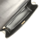Mini Classic Rectangular Top Handle Flap Bag Black Lambskin Light Gold Hardware
