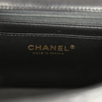 Mini Classic Rectangular Top Handle Flap Bag Black Lambskin Light Gold Hardware
