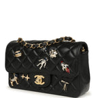 Mini Classic "Space Charms" Rectangular Flap Bag Black Lambskin Gold Hardware