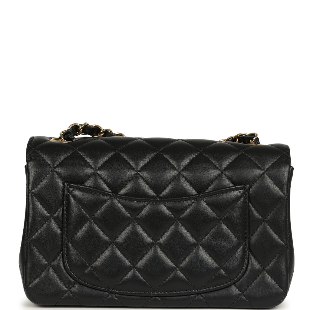 Mini Classic "Space Charms" Rectangular Flap Bag Black Lambskin Gold Hardware