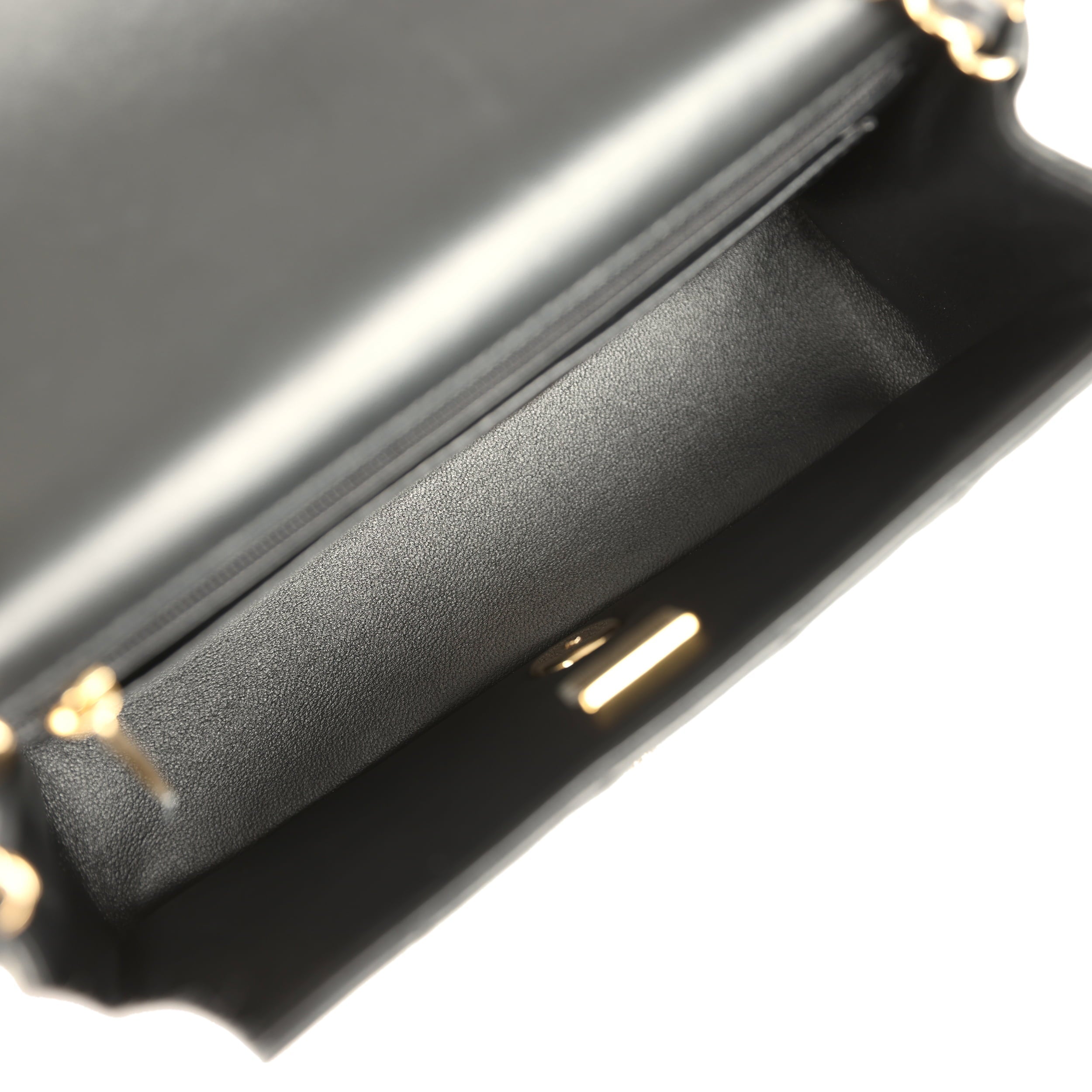 Mini Classic "Space Charms" Rectangular Flap Bag Black Lambskin Gold Hardware