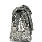 Mini Classic Square Flap Bag Metallic Silver Sequins Ruthenium Hardware