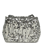 Mini Classic Square Flap Bag Metallic Silver Sequins Ruthenium Hardware